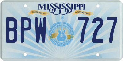 MS license plate BPW727