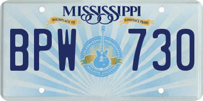 MS license plate BPW730