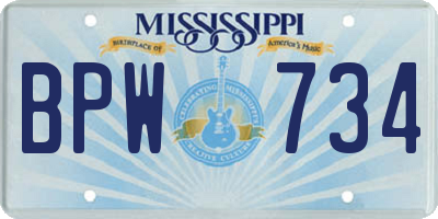 MS license plate BPW734