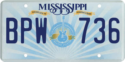 MS license plate BPW736