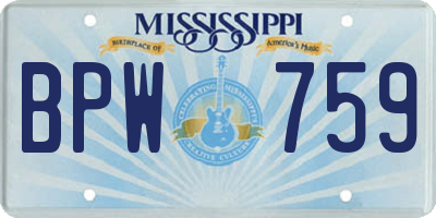 MS license plate BPW759