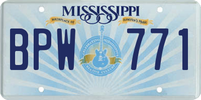 MS license plate BPW771