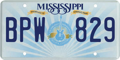 MS license plate BPW829