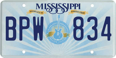 MS license plate BPW834