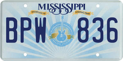 MS license plate BPW836