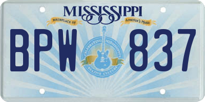 MS license plate BPW837