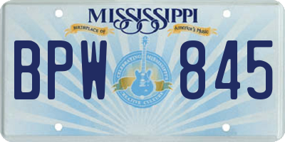 MS license plate BPW845
