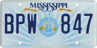 MS license plate BPW847