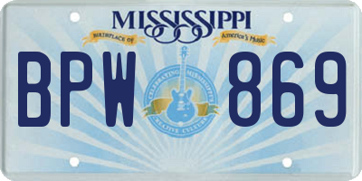 MS license plate BPW869