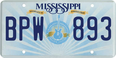 MS license plate BPW893