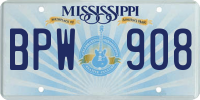 MS license plate BPW908