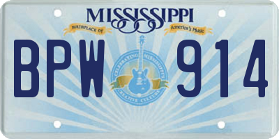MS license plate BPW914