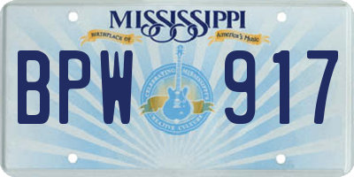 MS license plate BPW917
