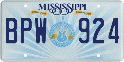MS license plate BPW924
