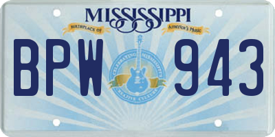 MS license plate BPW943