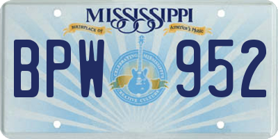 MS license plate BPW952