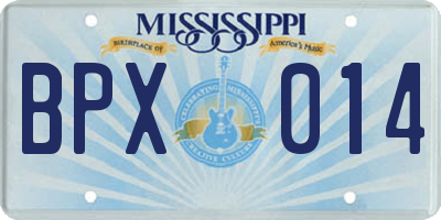MS license plate BPX014