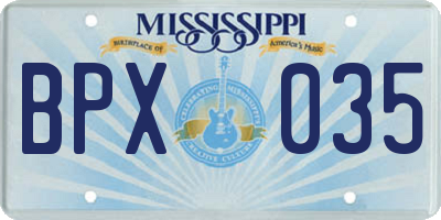 MS license plate BPX035