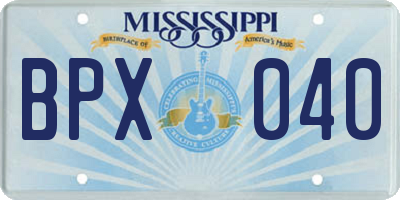 MS license plate BPX040