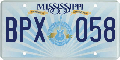 MS license plate BPX058