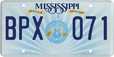 MS license plate BPX071