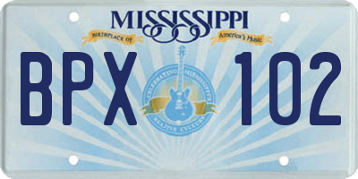 MS license plate BPX102