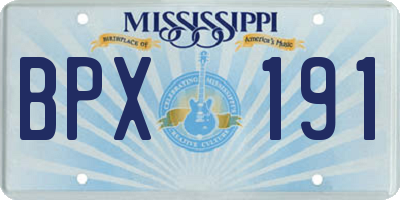 MS license plate BPX191