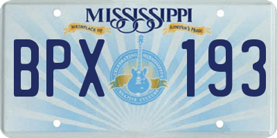 MS license plate BPX193