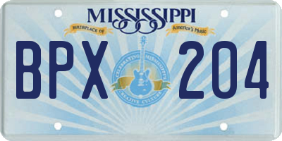 MS license plate BPX204