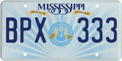 MS license plate BPX333