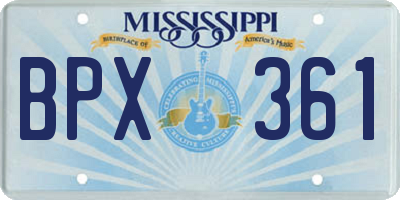 MS license plate BPX361