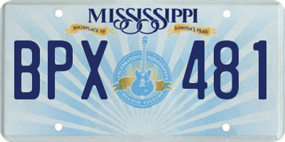 MS license plate BPX481
