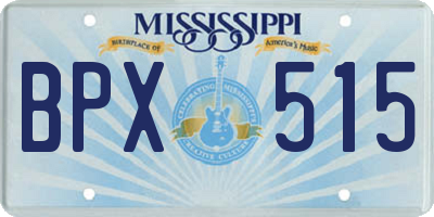 MS license plate BPX515