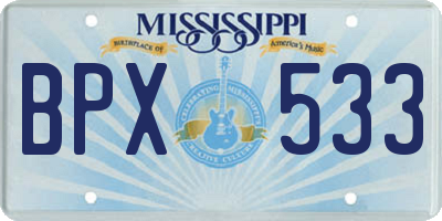 MS license plate BPX533