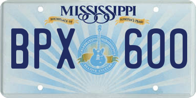 MS license plate BPX600