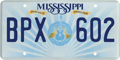 MS license plate BPX602