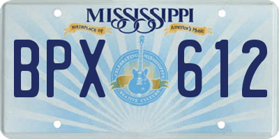 MS license plate BPX612