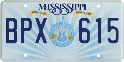 MS license plate BPX615