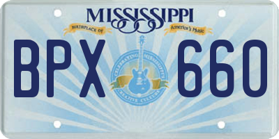 MS license plate BPX660