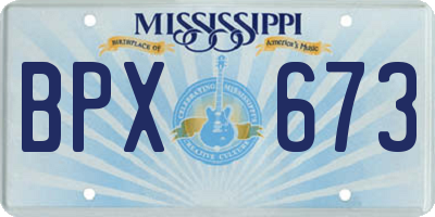 MS license plate BPX673