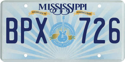 MS license plate BPX726