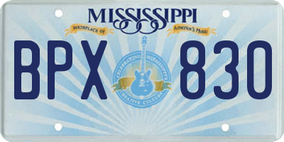 MS license plate BPX830