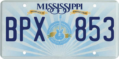 MS license plate BPX853