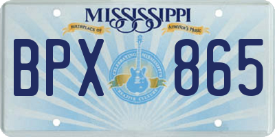 MS license plate BPX865