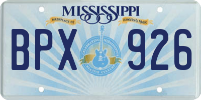 MS license plate BPX926