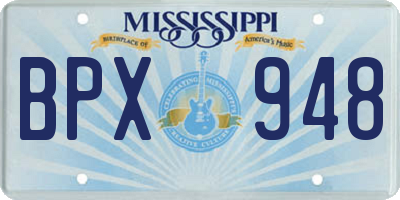 MS license plate BPX948