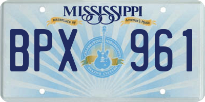 MS license plate BPX961
