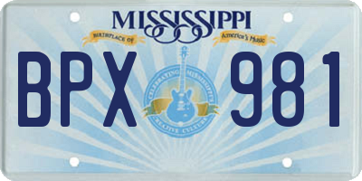 MS license plate BPX981