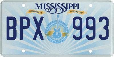 MS license plate BPX993