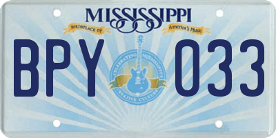 MS license plate BPY033